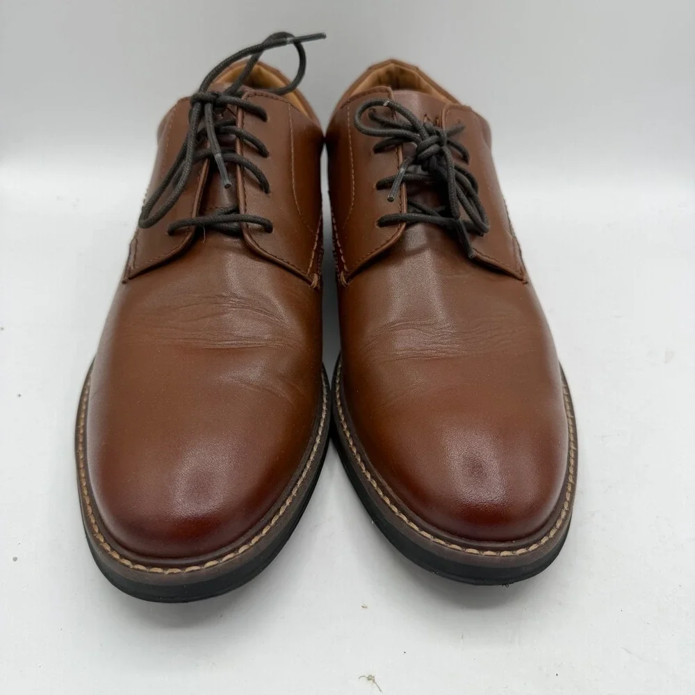 Nunn Bush Derby Shoes Mens 8 Cognac Leather Comfort Gel 84417-221 EUC